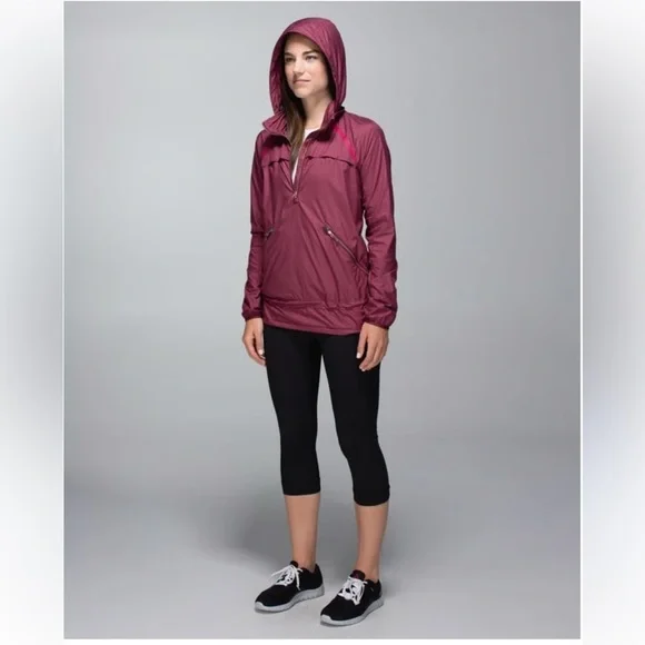 LULULEMON Miss Misty Pullover Windbreaker Jacket Rust Berry Women’s Size 8 Reg - Picture 2 of 13